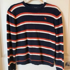 🦌 Vintage Abercrombie & Fitch Sweater 90s Y2K Moose Logo Striped Knit Size L